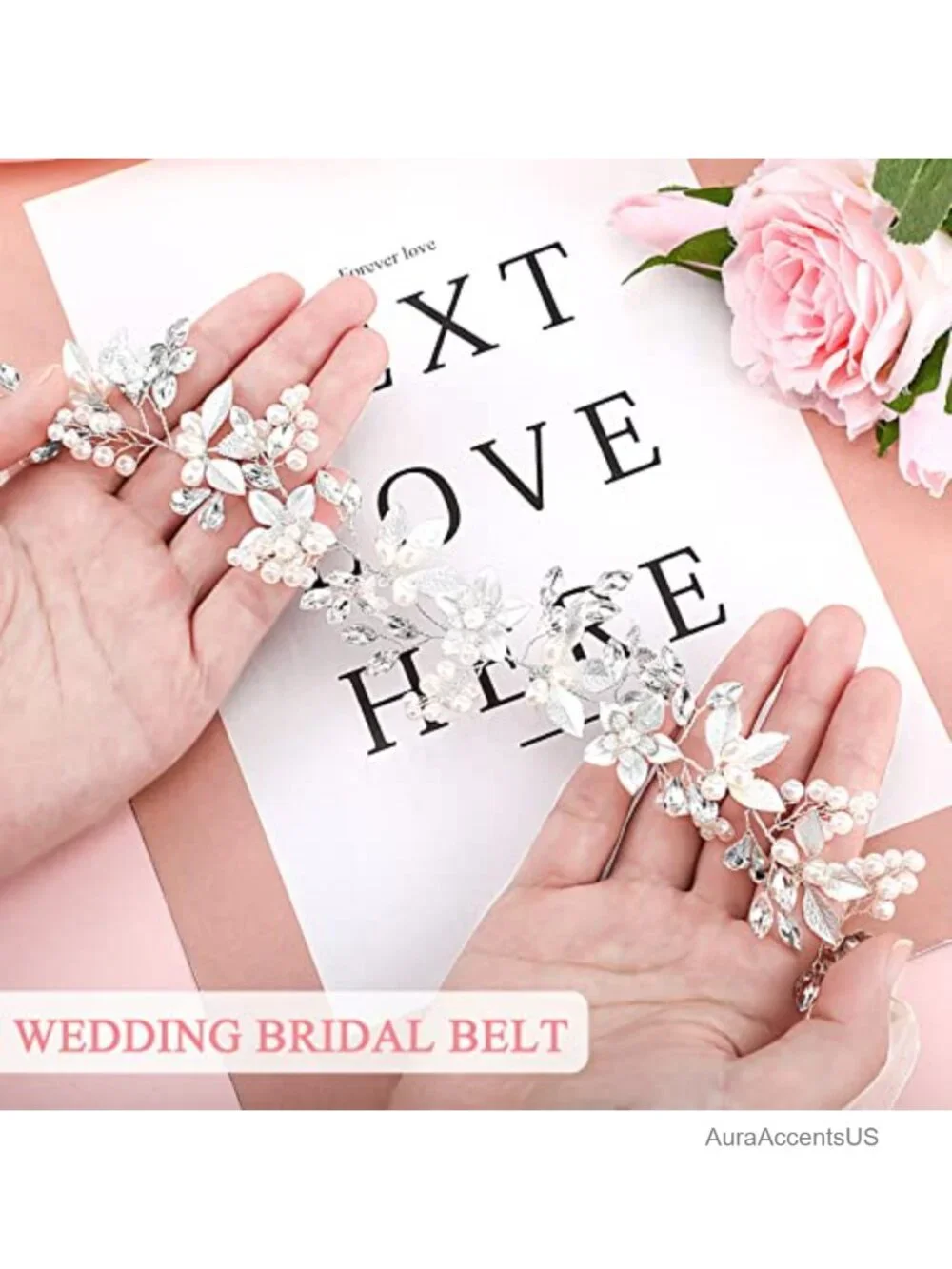 Rhinestone Wedding Belt Sash for Bride Dress Gowns Crystal Organza Belt